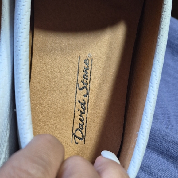 David Stone White Loafers with Silver Accent - Picture 4 of 5